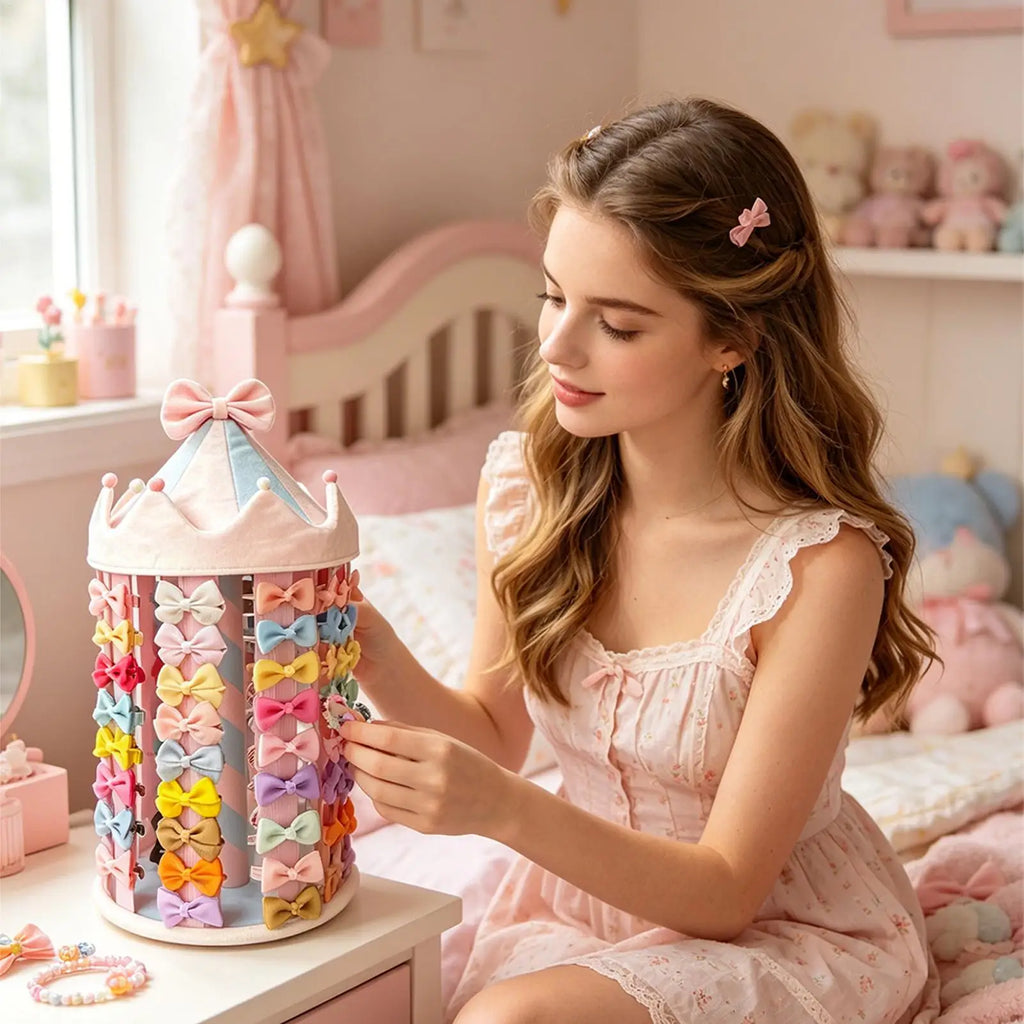 Hair Clip Storage Organizer Bow Display Stand Girls Vanity Room