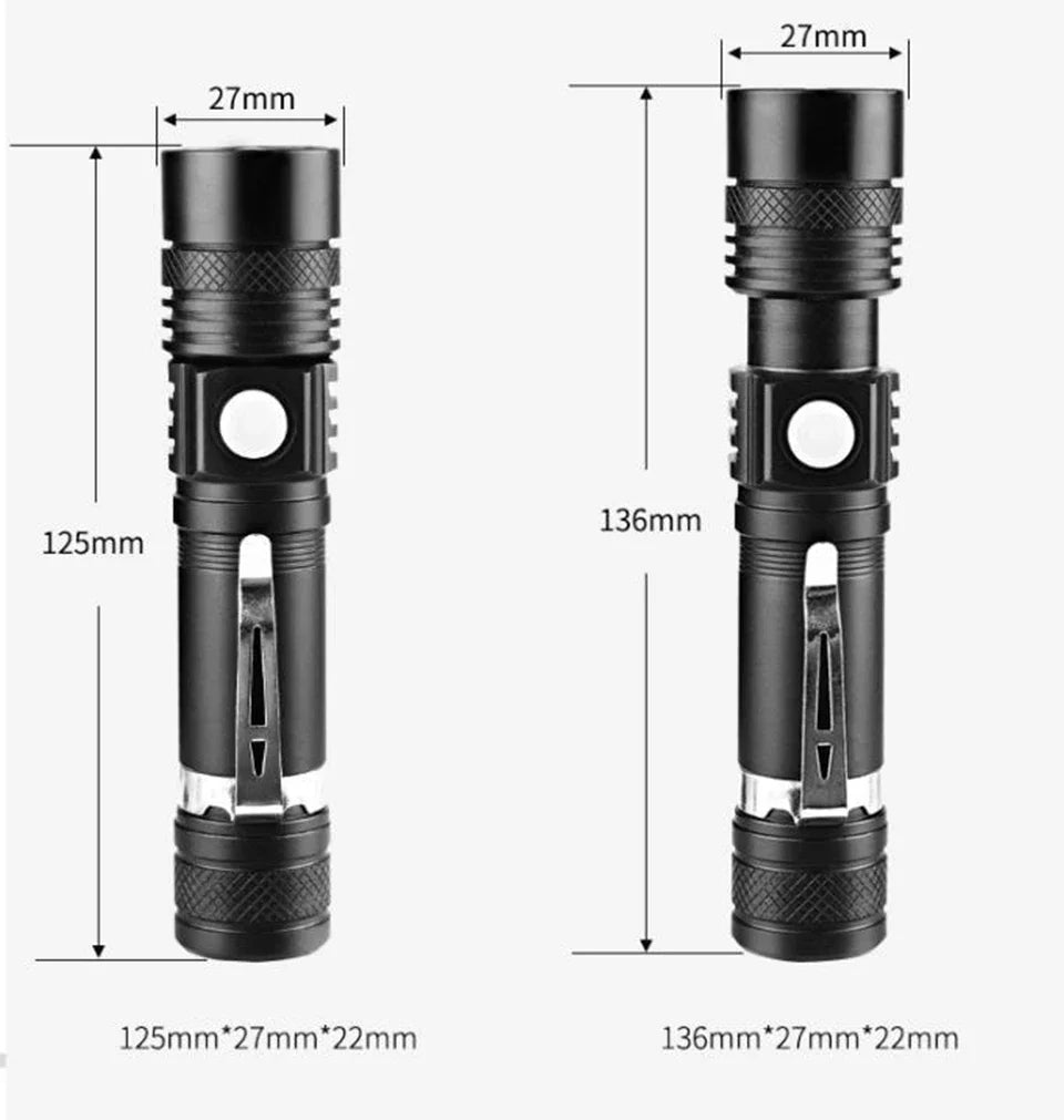 KDULIT T6 LED Rechargeable Tactical Flashlight – Zoomable