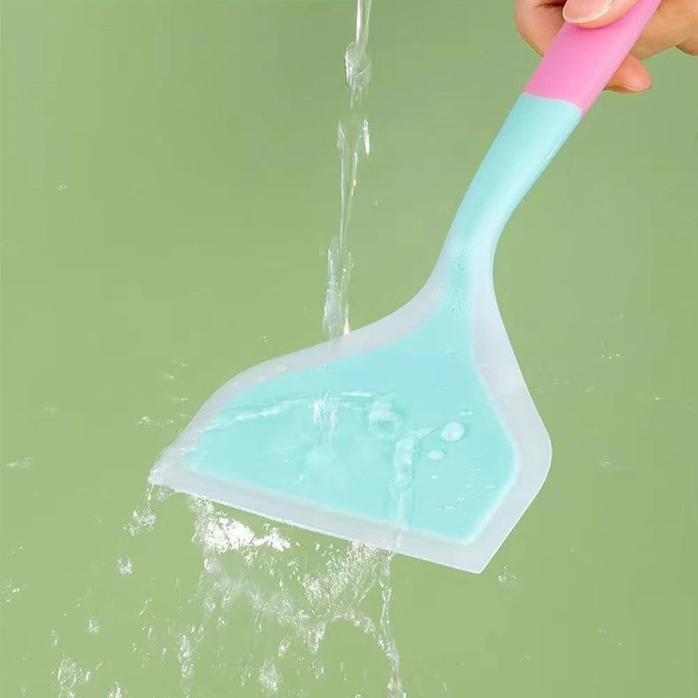 Silicone Spatula Wide Pancake Turner Nonstick Heat-Resistant Pancake Shovel for Cooking Baking Color Random Zpaxo