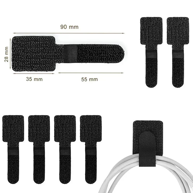 Reusable Cable Ties Fastening Wire Organizer Cord Rope Holder Self Adhesive Adjustable Cord Organizer Straps Desk Management Zpaxo