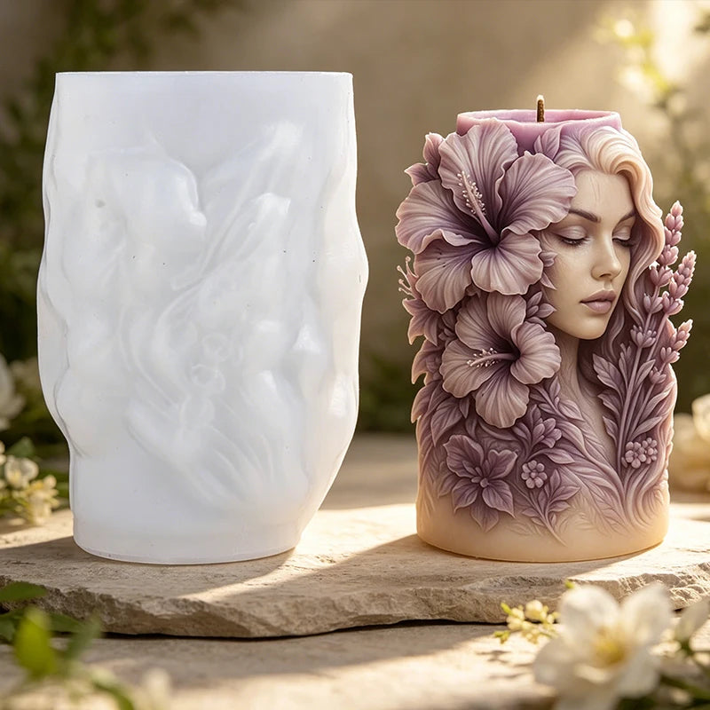 3D Figure Flower Candle Silicone Mold DIY Human Body Face Rose Peony Handmade Aroma Soap Wax Craft Resin Mould Home Decor Zpaxo