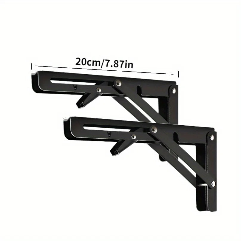2pcs Sturdy Steel Folding Shelf Brackets Wall-Mounted Design for Workbench Table, Table Shelves Angle Bracket Home Hardware Zpaxo