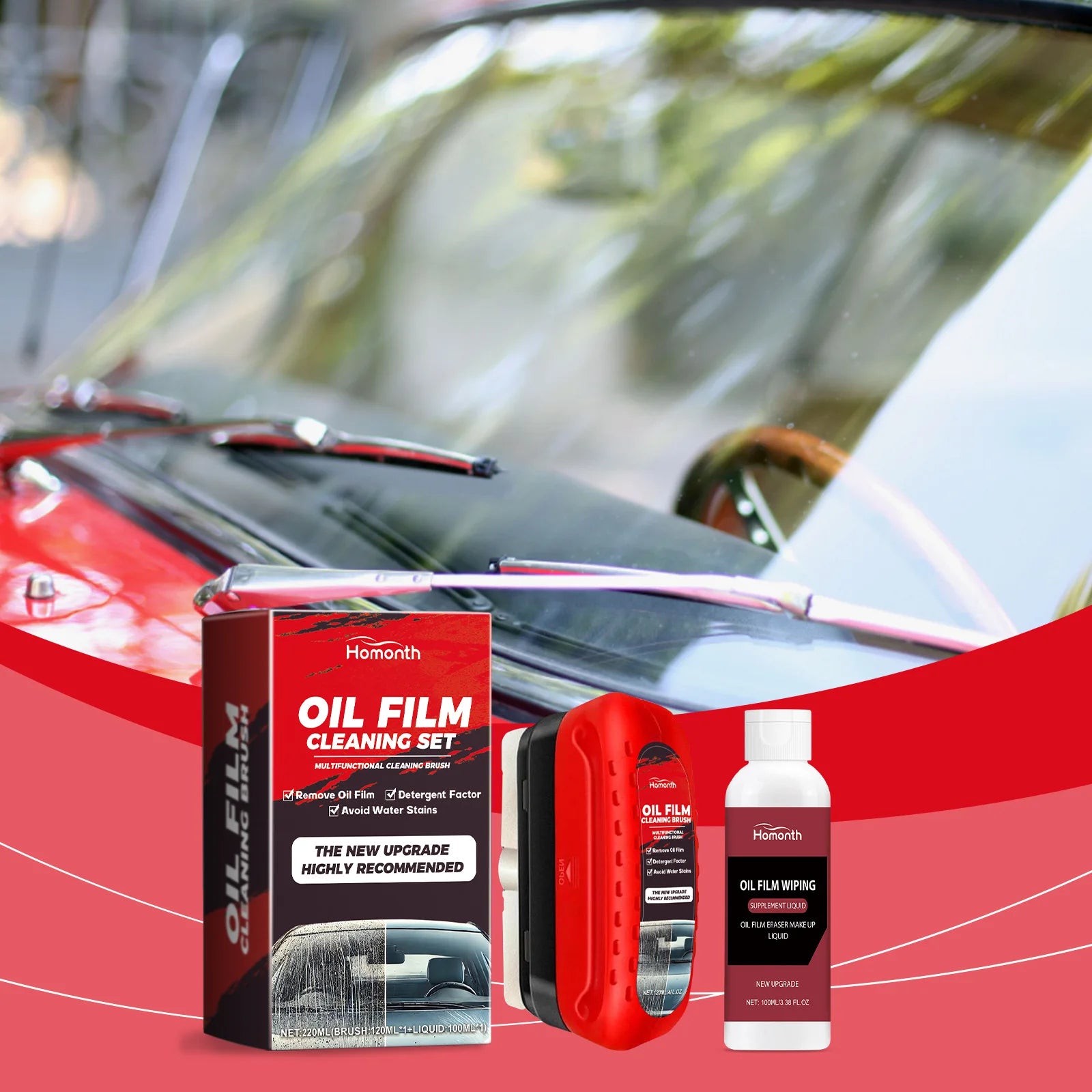 Homonth Car Windshield Oil Film Remover & Glass Coating Kit Glass Cleaning Kit Zpaxo