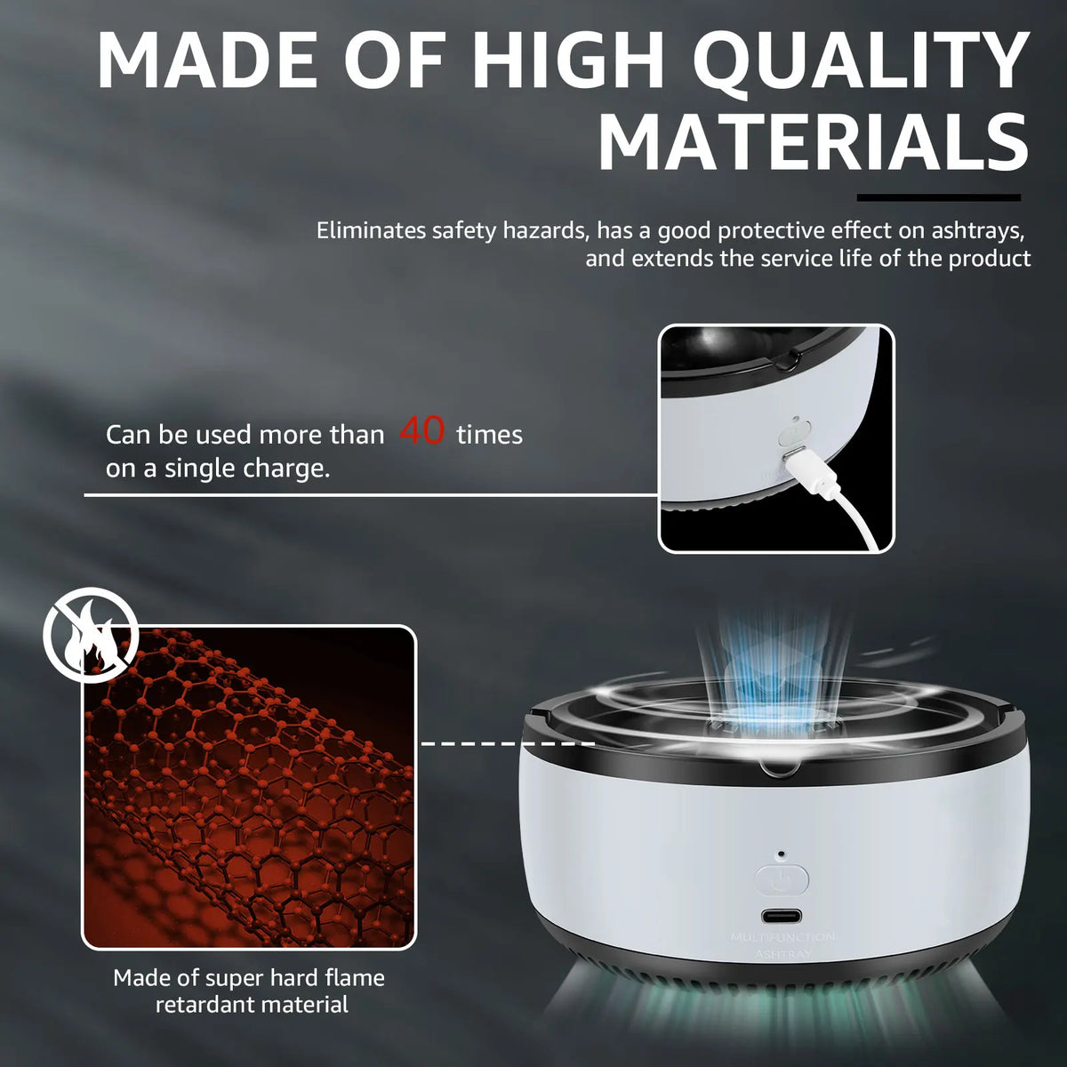2 in 1 Purifier Ashtray Filtering Second-Hand Smoke From Cigarettes Remove Odor Smoking Accessories with Lid for Family Office Zpaxo