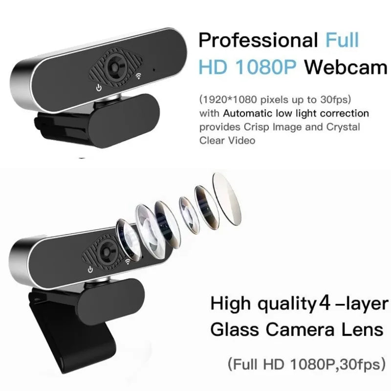 Wodexun 1080P Webcam With Microphone USB HD Digital Web Camera 150° Wide Angle Laptop Computer Webcast Zoom YouTube Zpaxo