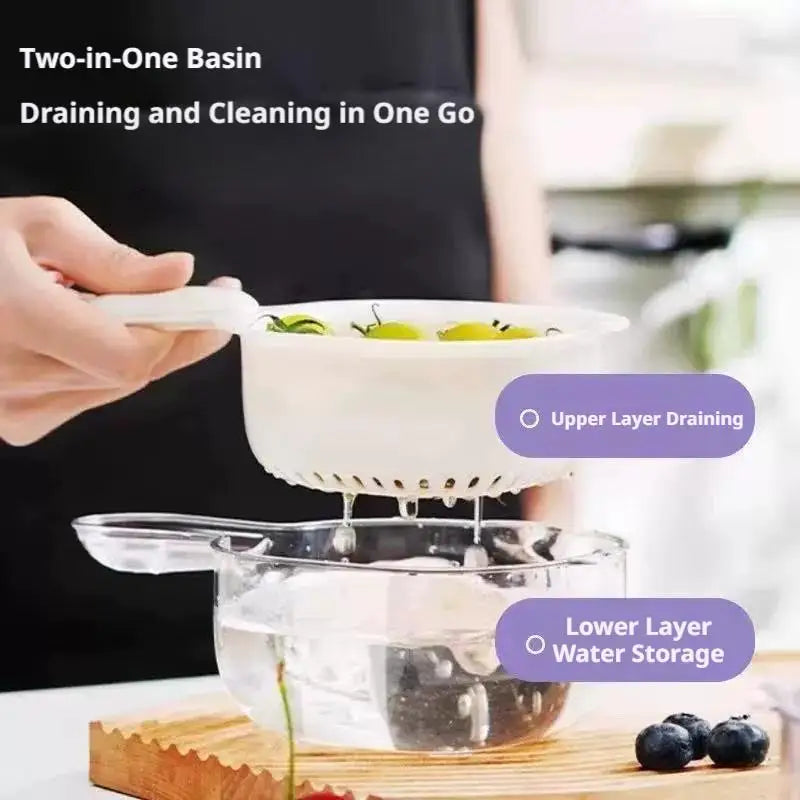 Fruit & Vegetable Wash Bowl with Colander Drain Basket Colander Drain Basket Zpaxo