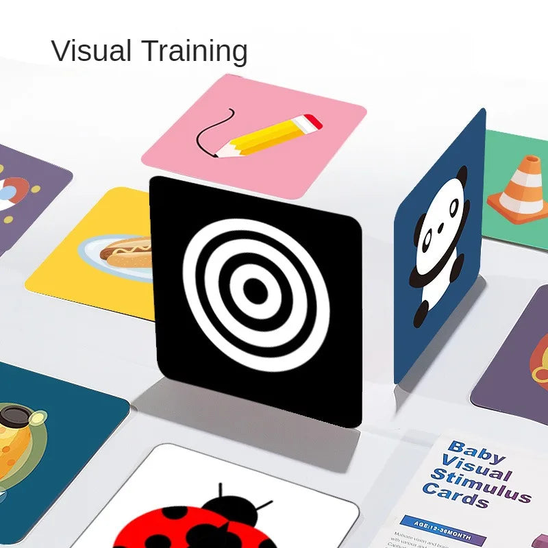 VISUAL CARDS Baby Early Education Training Card Baby Visual Stimulation Black and White Card Tracking Laraca Color Card Zpaxo