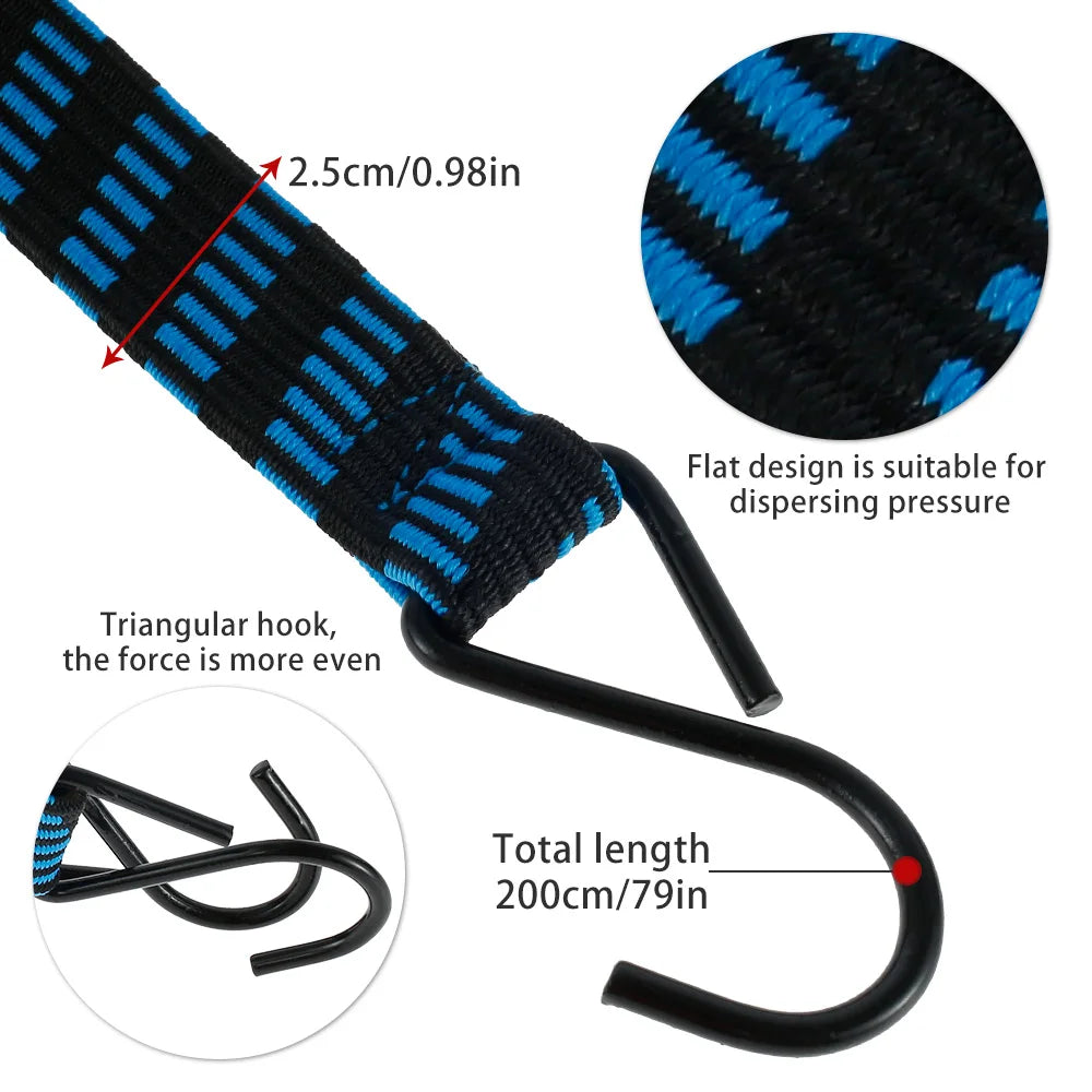 5Pcs Bungee Cords Elastic Bungees Cords with Hooks Heavy Duty Luggage Bungee Straps Anti-slip Flat Elasticity Rope for Zpaxo