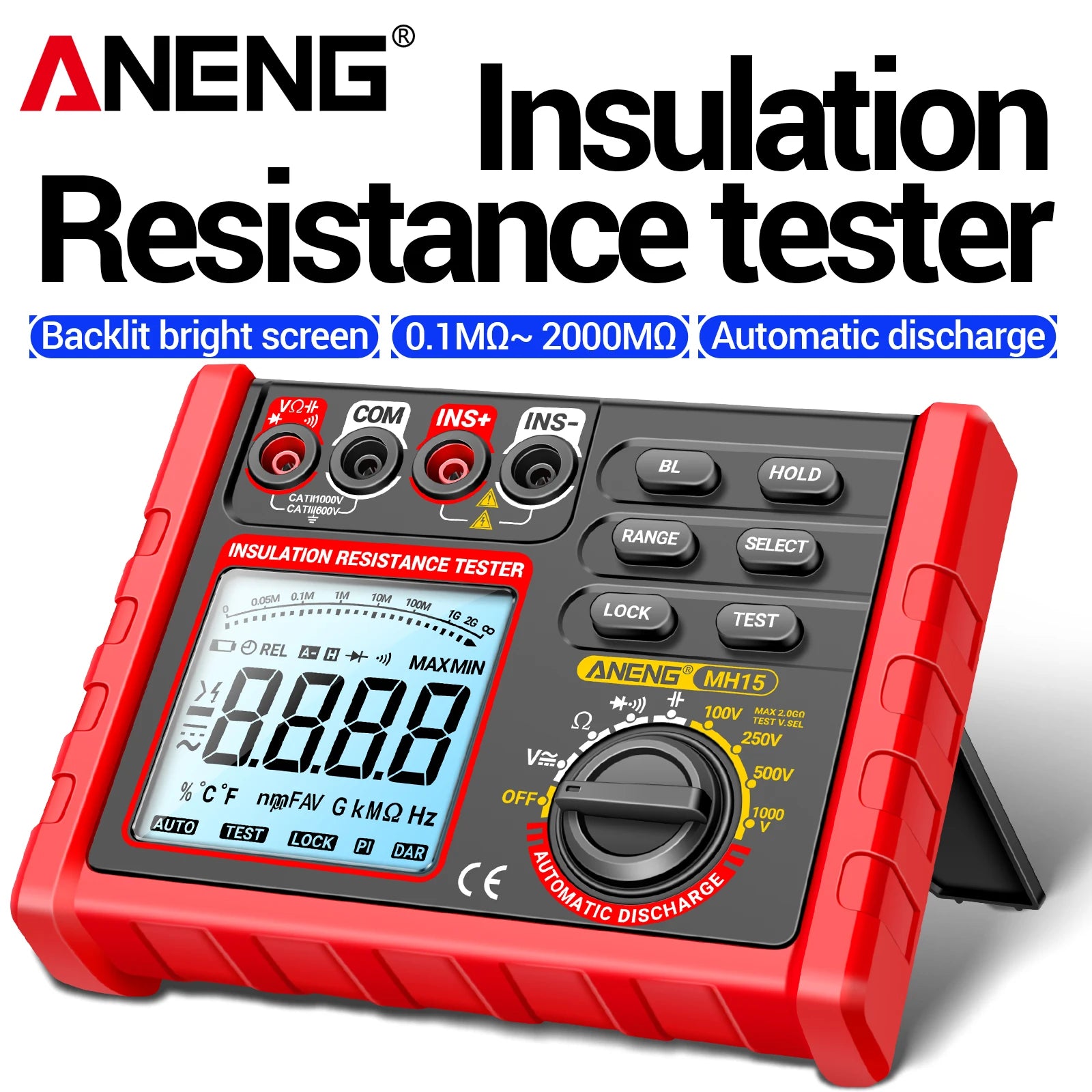 ANENG MH15 Digital Megohmmeter 1000V Voltage Insulation Test 2000M