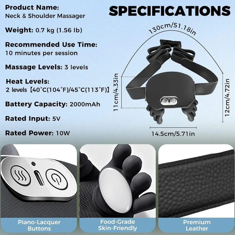 Black 4D Bionic Finger Neck Shoulder Massager Trapezius Cervical