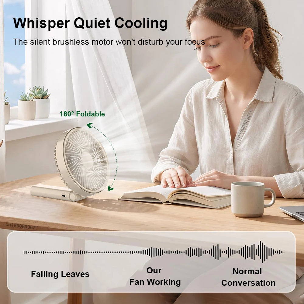 Portable Handheld Fan Office Camping Powerful Cooling Folding Desk
