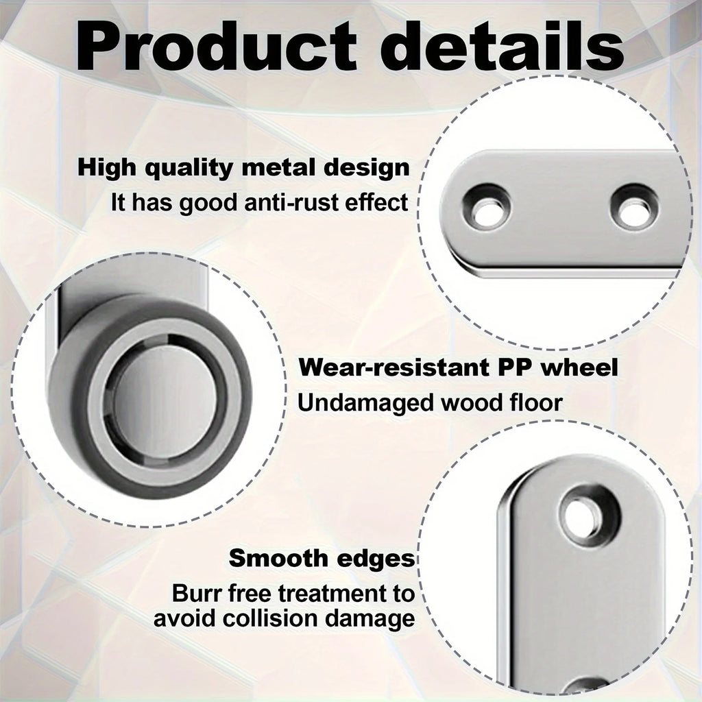 Heavy-duty Silent Sliding Door Wheels 4 Rollers 8 Screws Metal Zpaxo