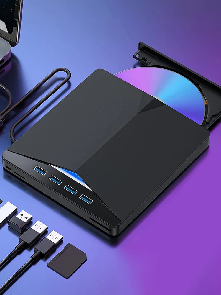 7-in-1 USB 3.0 TypeC External DVD RW CD Writer High-Speed Plug-and-Play for Windows 11/10/8/7/Linux/ OS Zpaxo