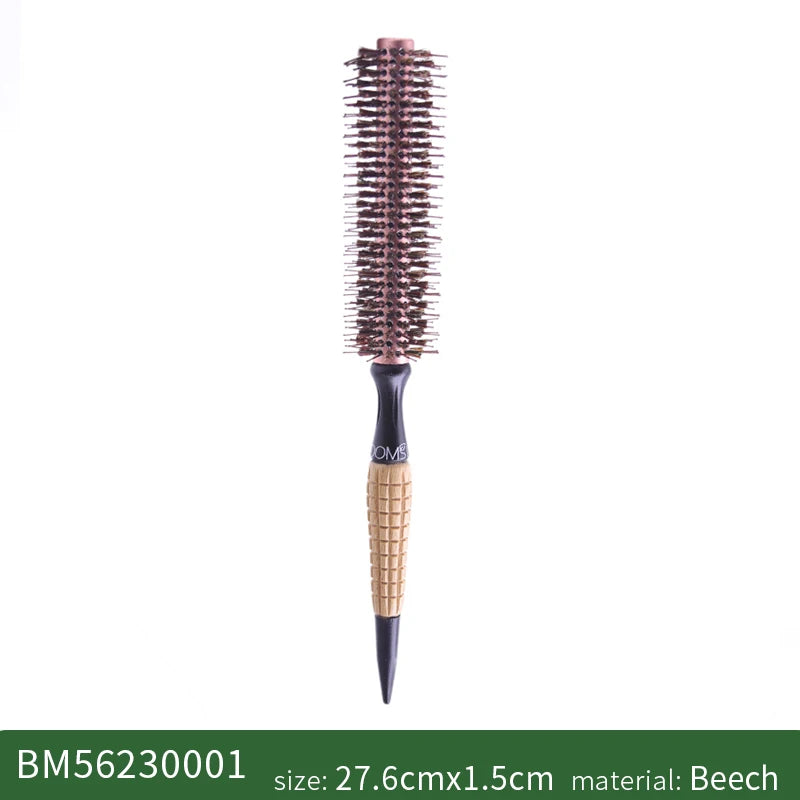 Round Barrel Boar Bristles Hair Brush Women Blowing Curling Styling Hair Comb Anti Static Roll Hairbrush Profissional Wood Combs Zpaxo Small Dia1.5cm