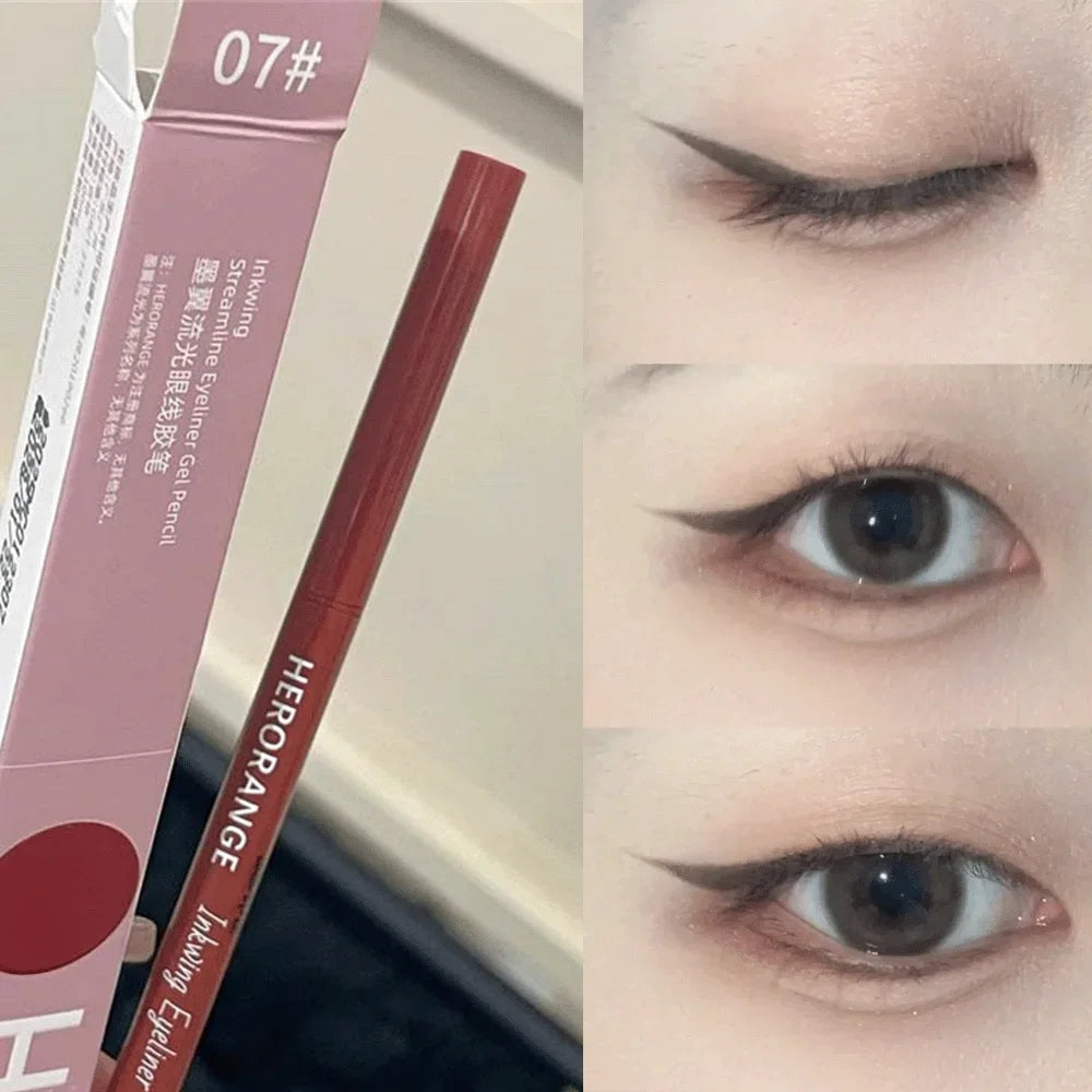 12Colors Ultra Fine Eyerelinr Gel Pen Waterproof Matte Brighten Lying