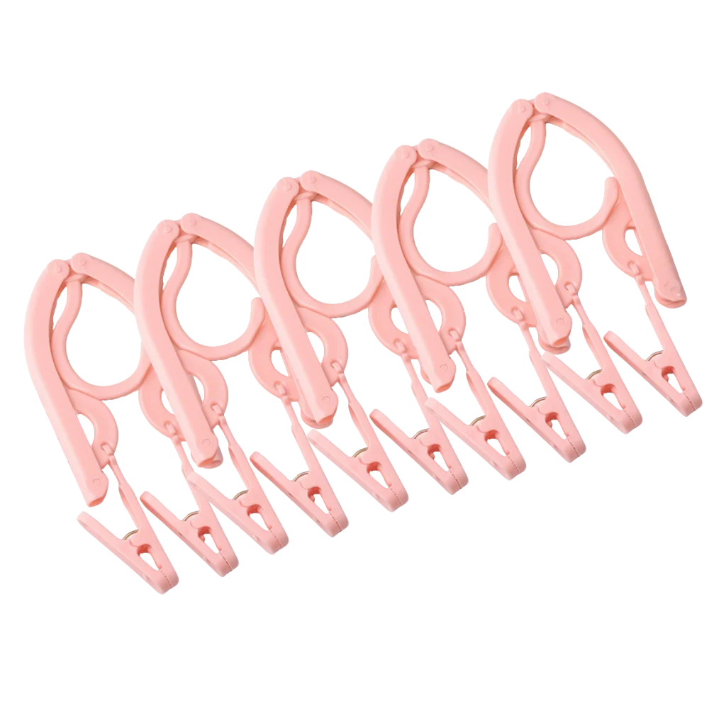 1 3 5pieces Folding Clothes Hanger Clip Non-slip Travel Cloth Hangers Zpaxo