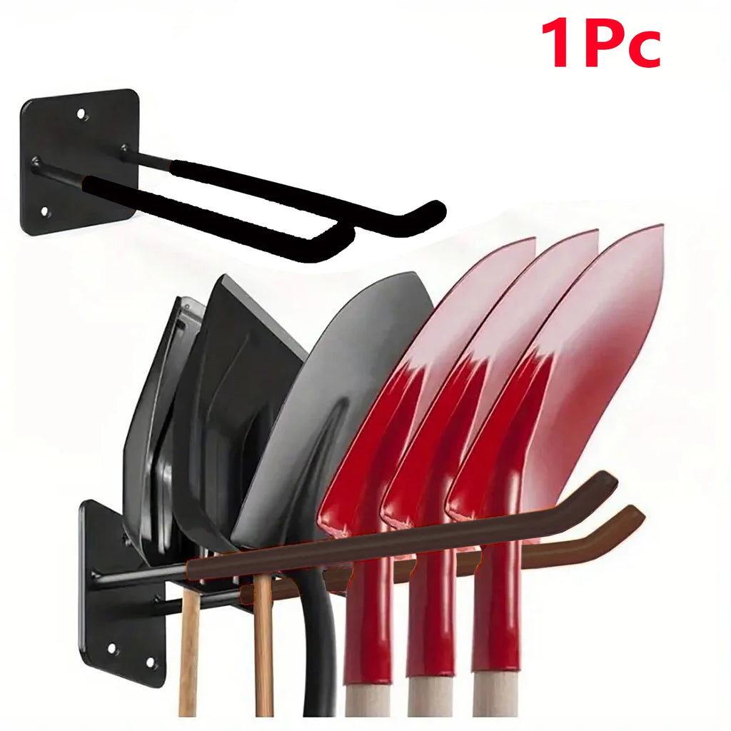 Metal Wall Hook Rack – Garage & Garden Tool Organizer Wall Tool Organizer Zpaxo black