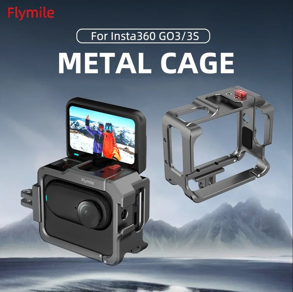 Insta360 GO 3/GO 3S Aluminum Cage Frame with Cold Shoe Mount Camera Cage Frame Zpaxo