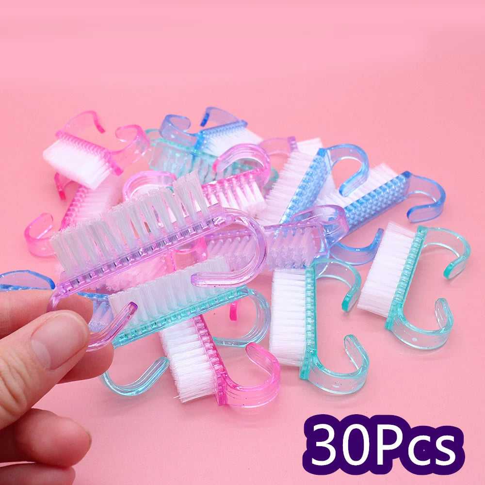 10/30Pcs Acrylic Nail Art Brushes 4 Colors Manicure Tool Set Soft Dust Removal Plastic Cleaning Brushes For Powder Dust Cleaning Zpaxo 30Pcs Mix
