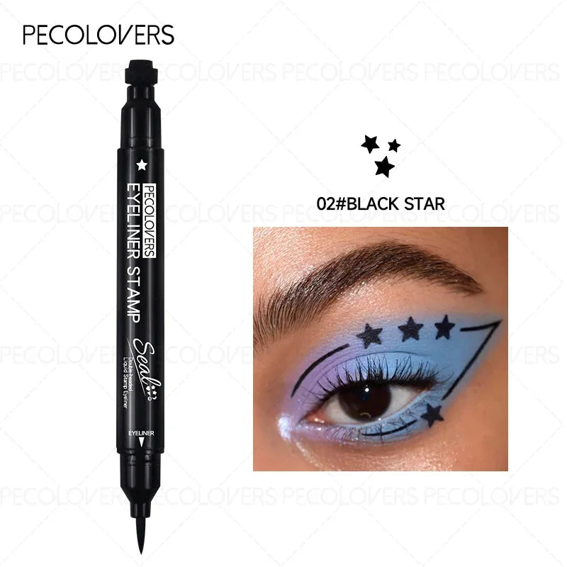 1PC Liquid Eyeliner Stamp - Waterproof, Slim Gel Felt Tip with Heart, Star, Triangle & Flower Shapes for Creative Eye Makeup Zpaxo 02