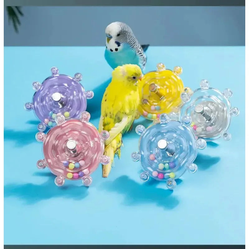 Interactive Parrot Foraging Toy Rotating Supports Dispenser Bird Cage