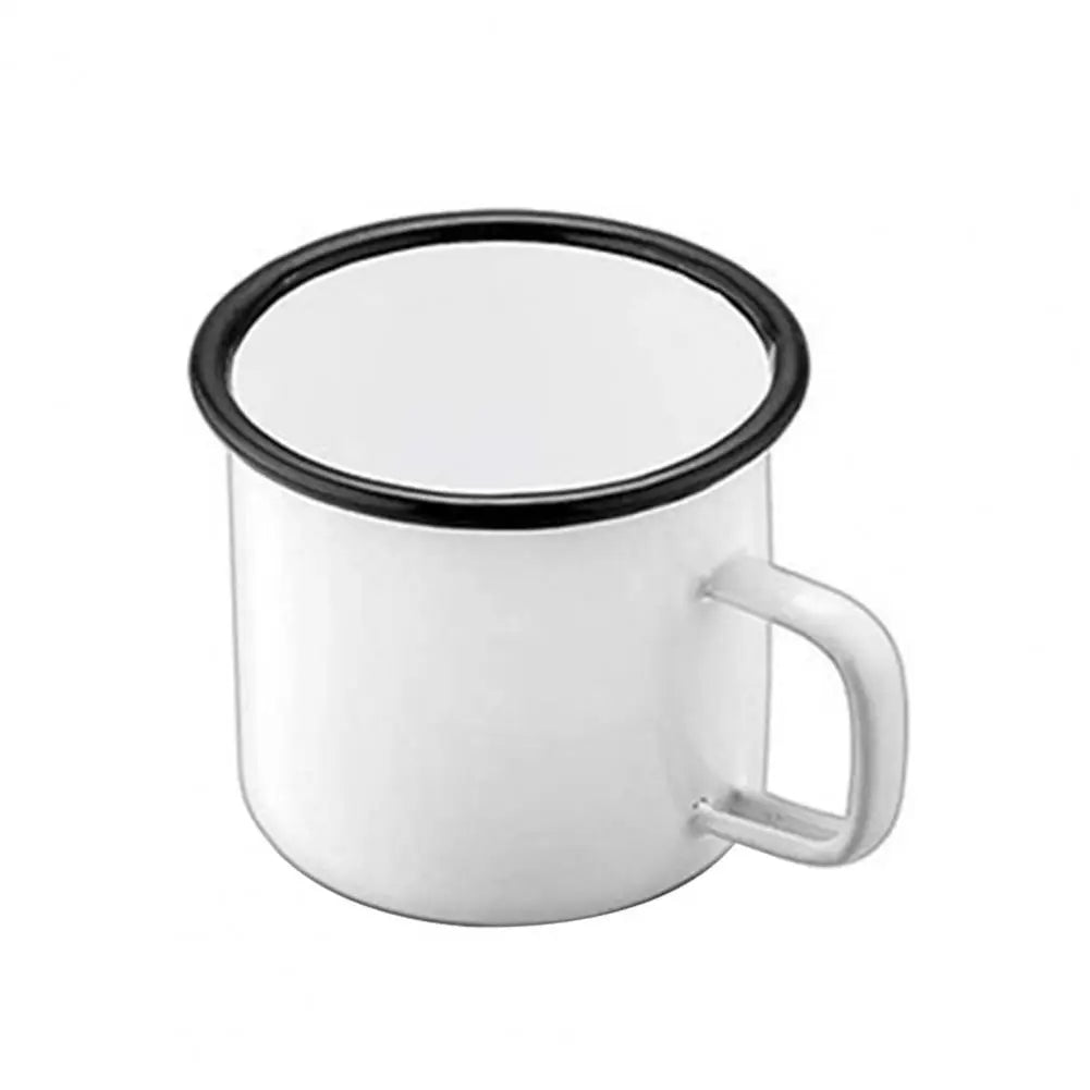 Enamel Mug Cup Retro Coffee Mugs Pure Color Portable Camping Outdoor Drinking Tea Cup With Handle Metal Tin Kitchen Drinkware Zpaxo White 300ml