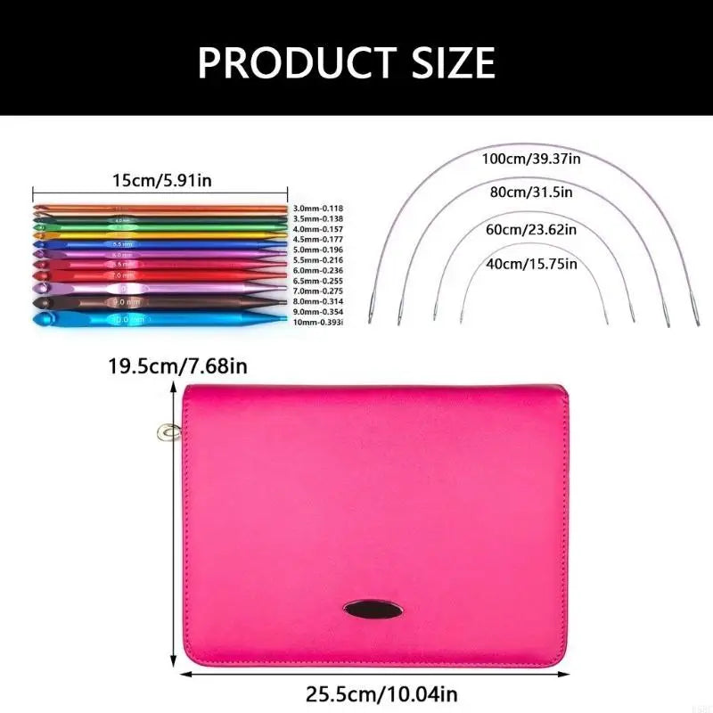 12Pair Aluminum Interchangeable Circular Knitting Needle Set 3.0mm-10mm with Leather Case for Knitting Weaving Sweater Zpaxo