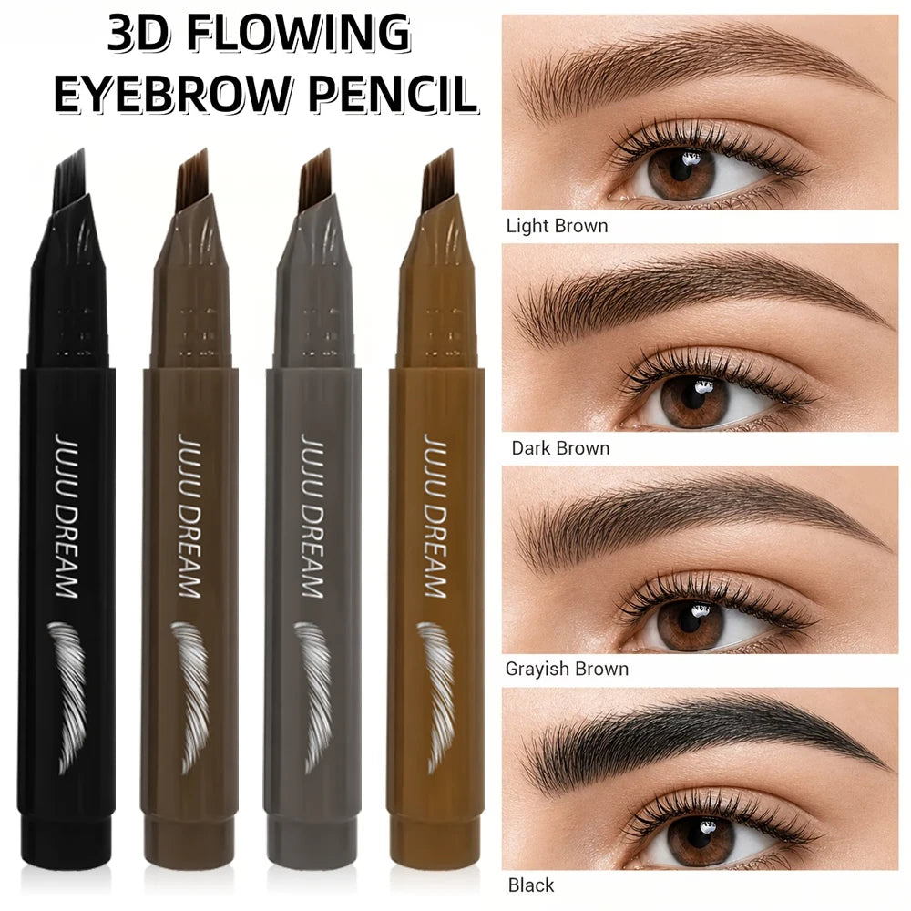 4 Tip Fork Eyebrow Pencil Waterproof Sweatproof, Natural Hair Stroke Brow Pen for Precise Eyebrow Makeup, long-lasting color Zpaxo