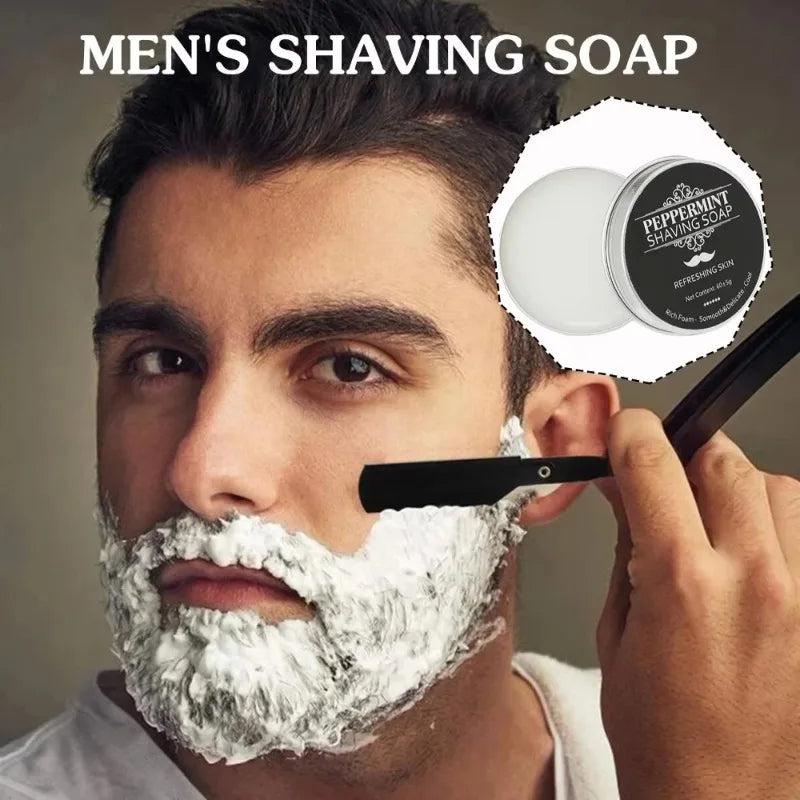 Handmade Men's Shaving Soap Bar – Mint Organic Foam Shaving Soap Bar Zpaxo 60g shaving cream