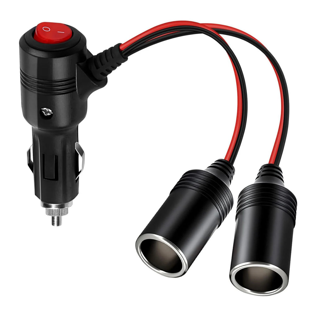 Universal Car Cigarette Lighter Splitter Adapter Off Switch 1 Male 2
