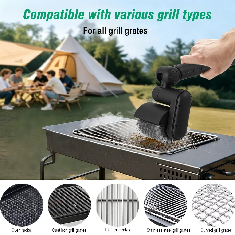 Electric Grill Brush Rechargeable 180° Rotatable Brush Head BBQ Cleaning Brush for Grill, Baking Tray, Tile & Glass Surfaces Zpaxo