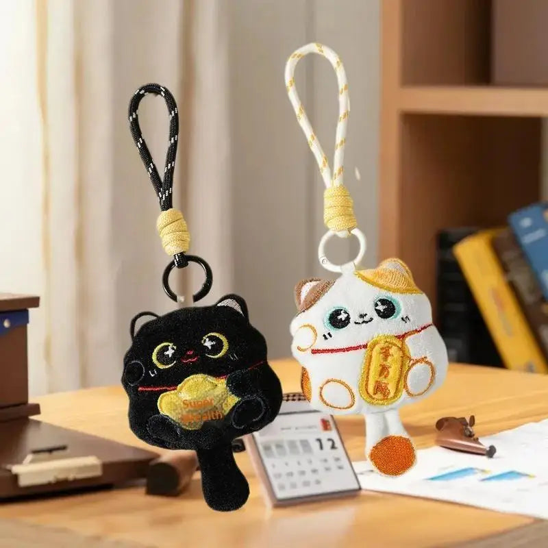1 Cute Auspicious Cat Soft Toy Keychain Pendant Lanyard Bag Chinese Zpaxo