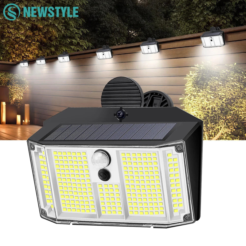 Clip on Solar Lights Outdoor With Motion Sensor 268/418LED Solar Fence Lights Outdoor Waterproof Modes Portable Security Light Zpaxo
