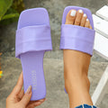 Women Slippers Square Toe Flat Sandals Casual Designer Slides Summer Zpaxo light purple 43