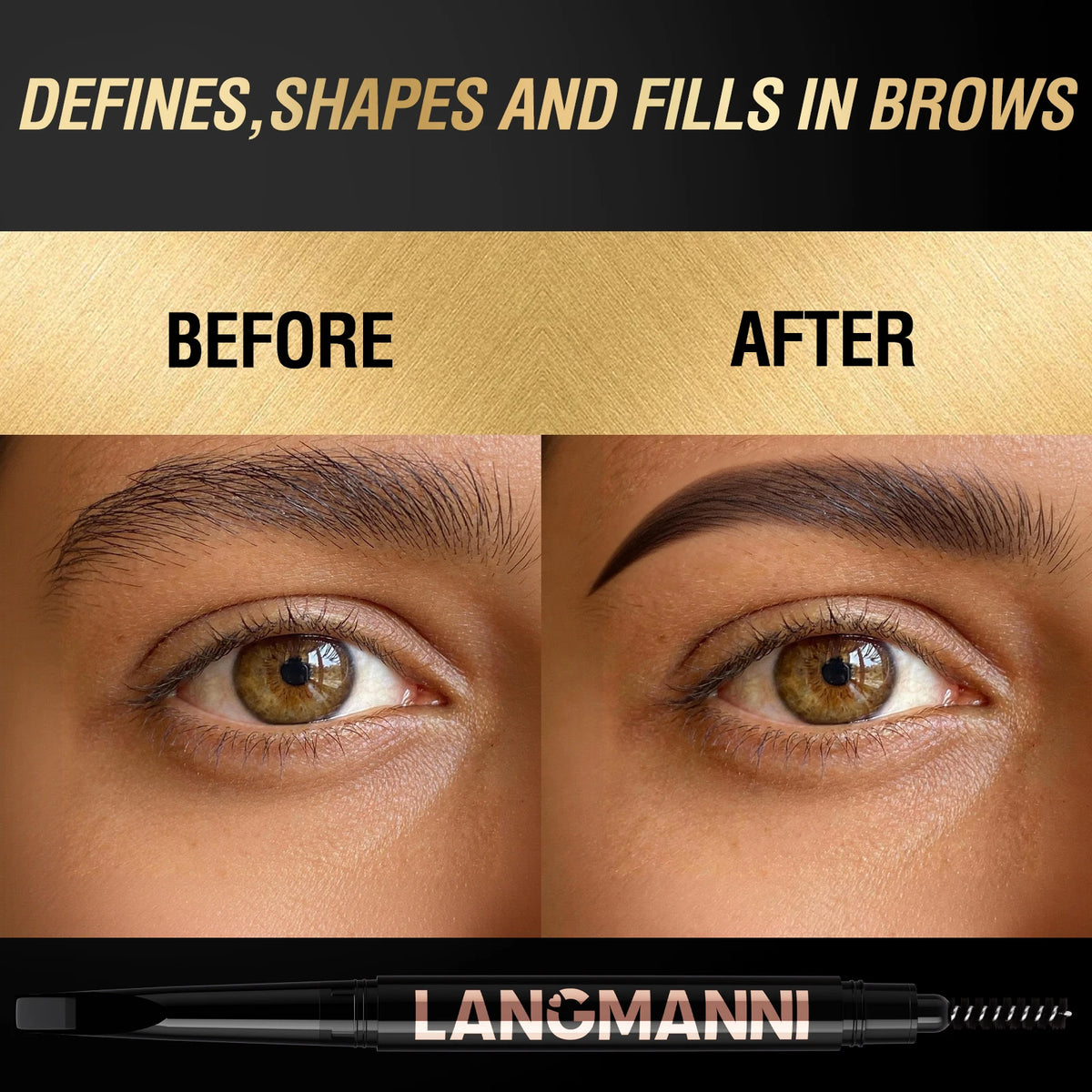 Double Headed Eyebrow Pencil Waterproof Sweat Proof Anti Smudging Zpaxo