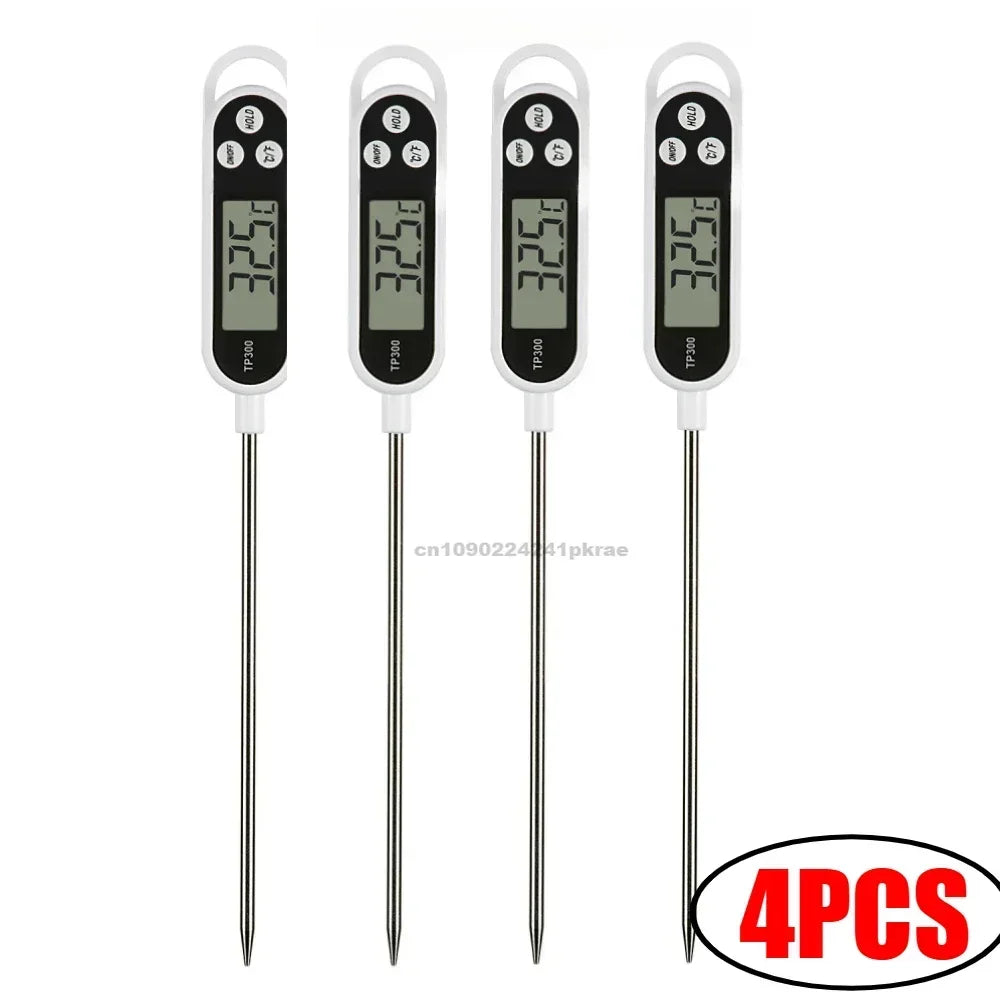 Stainless steel probe cooking food, barbecue stove, water, milk, oil, liquid meat, digital kitchen thermometer kitchen tools Zpaxo 4PCS