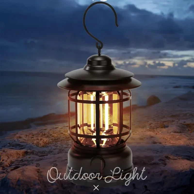 Retro LED Camping Lantern – Waterproof Portable Outdoor Light