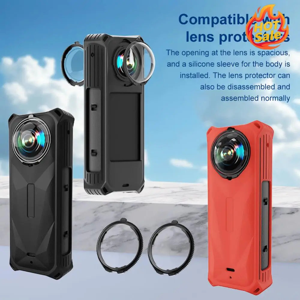 Silicone Protective Case Camera Lens Protector Anti-drop Camera Protector Cover Dustproof for Insta360 X5 Camera Accessories Zpaxo