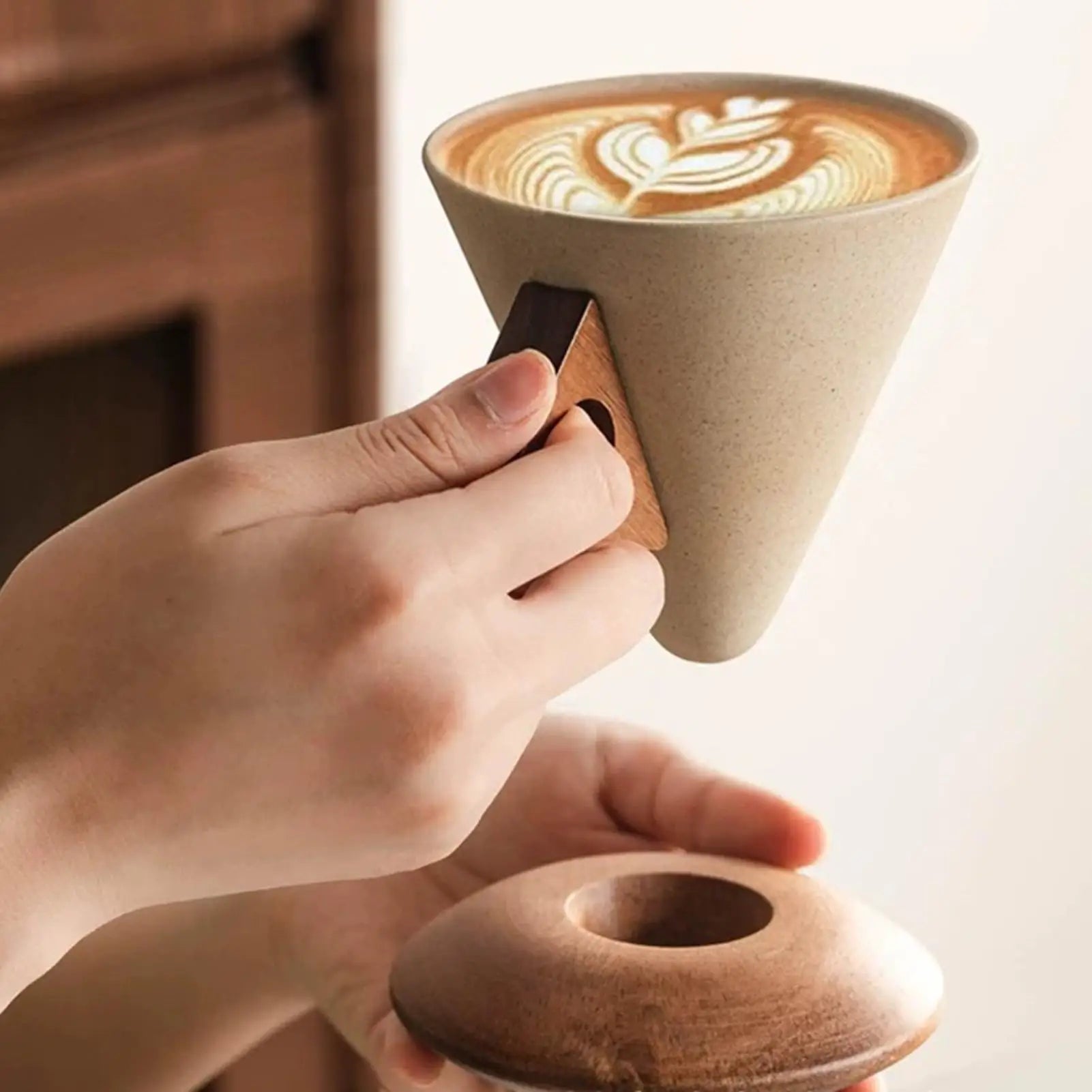 Cup for Coffee Ceramic Tapered Ergonomic Drinking Mug Home Coffee Cup for Family Home Indoor Office Travel Outdoor Birthdays Tea Zpaxo