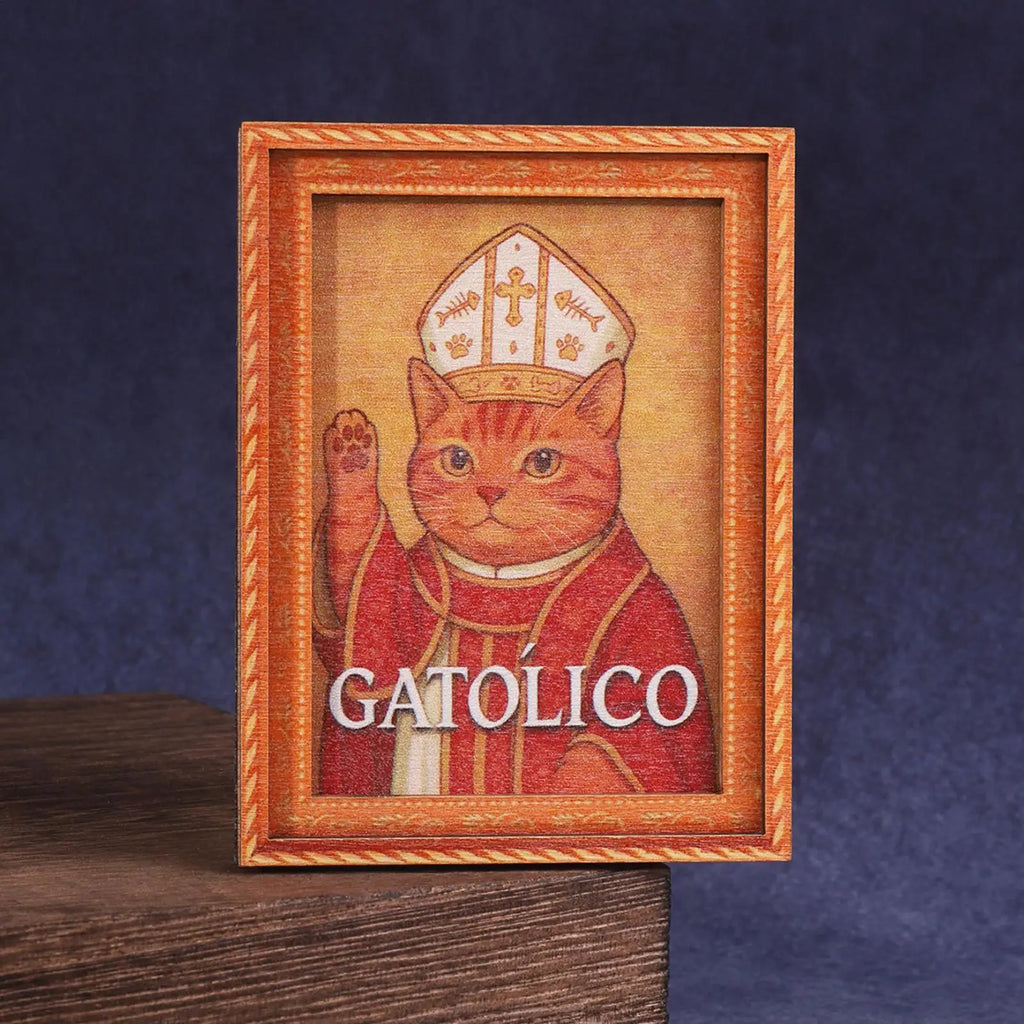 Fridge Frame Magnets Cute 3D Wooden Home Decor Funny Cat Friends