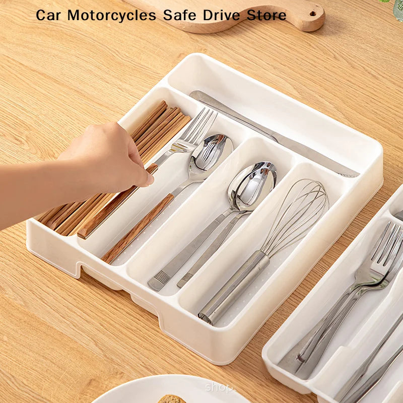 4 5 Compartment Cutlery Tray Rectangle Kitchen Drawer Organizer Spoon