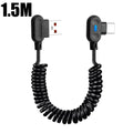 6A USB-C Elbow Spring Telescopic Fast Charging Cable USB-C Charging Cable Zpaxo 1.5m Cable