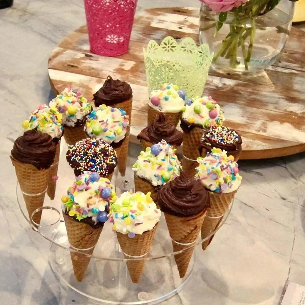 16-Hole Acrylic Ice Cream Cone Holder & Dessert Display Stand Dessert Display Stand Zpaxo