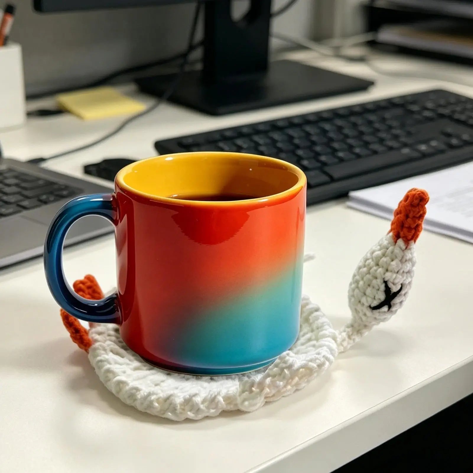 Crochet Coaster Cute Animal Shape Handmade Mat Coasters Coffee Table