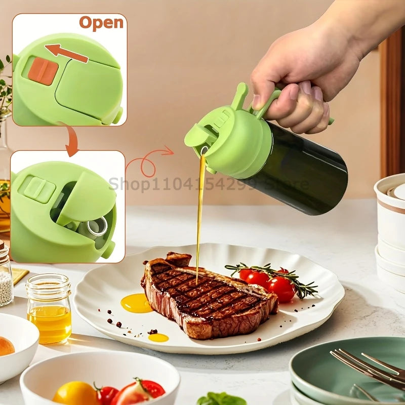 2-in-1 Oil Sprayer Dispenser Olive Oil Dispenser Oil Spray Bottle Plastic Spray Bottle for Cooking Air Fryer BBQ Baking Salad Zpaxo