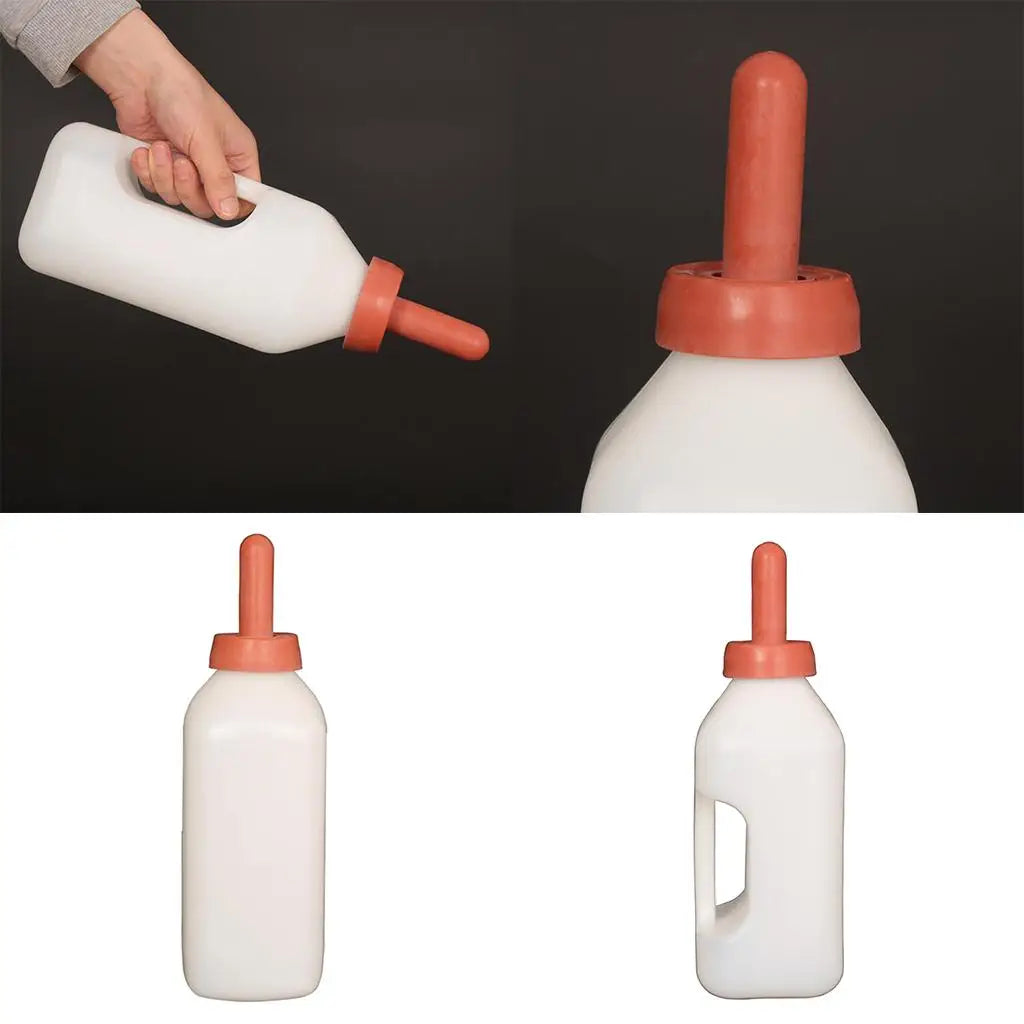 Calf Milk Feeder Bottle with Nipple Sheep Lamb Bottle Holder 2L/4L Screw Set Milking Feeding Replacement Zpaxo