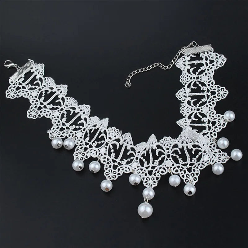 ▶1PCS Gothic Black Lace Retro Choker Collar Flower Pendant Necklace Jewelry Zpaxo J