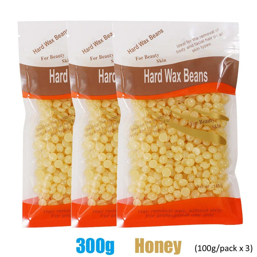 Hard Wax Beans Hair Removal – 500g/300g/50g Unisex Depilatory Wax Beans Zpaxo 300g-Honey