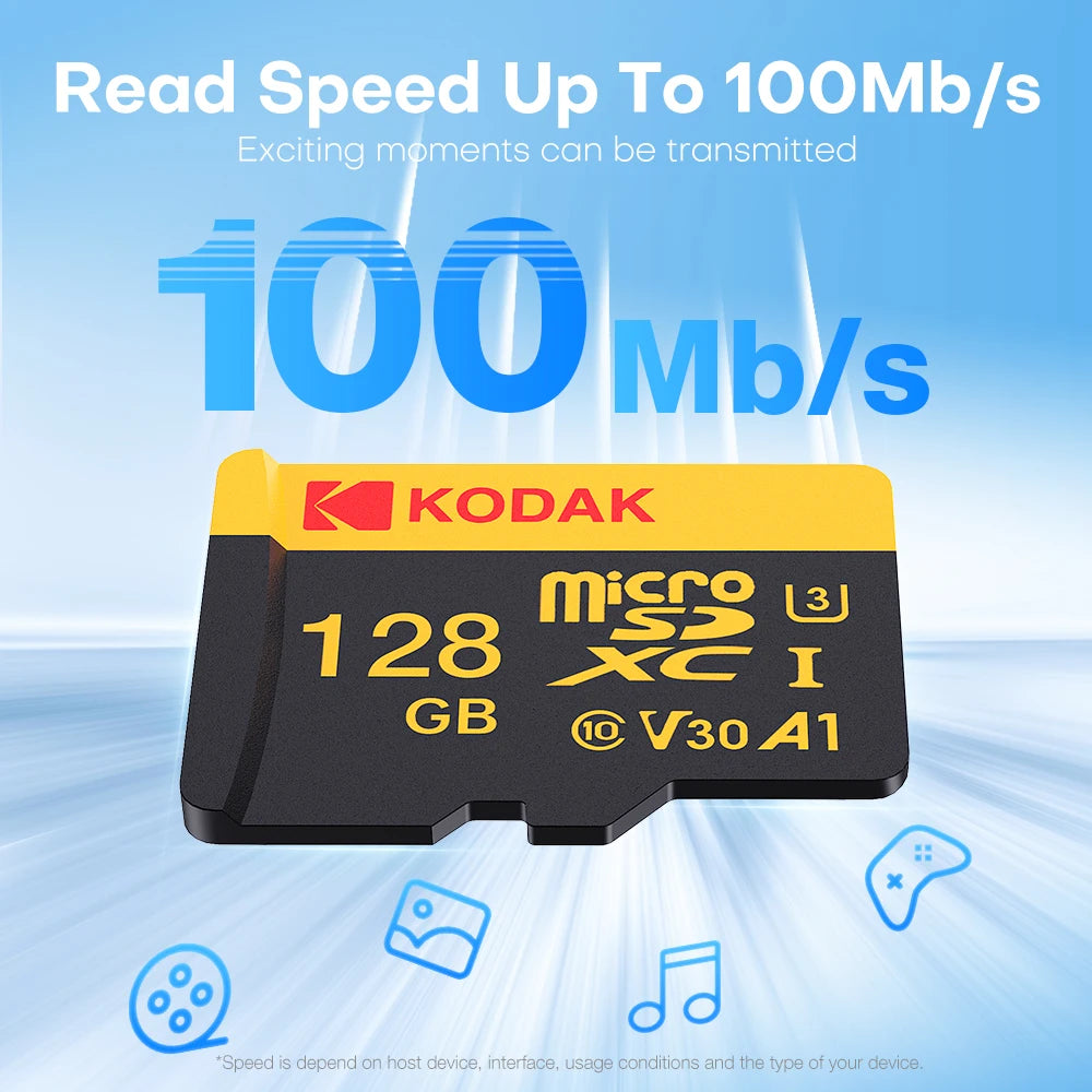 KODAK Micro SD Card Memory Card UP TO 100MB/s C10 U3 32GB 64GB 128GB 256GB TF Card 4K HD For USB Card Reader Adapter Microsd Zpaxo