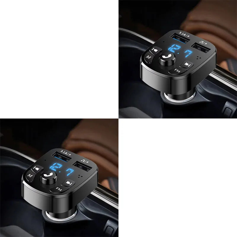 Bluetooth 5.0 Car FM Transmitter – Dual USB Charger & Handsfree